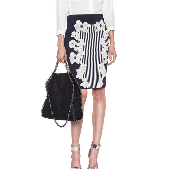 Diane Von Furstenberg Knit Skirt Navy Ivory S - Picture 10 of 13